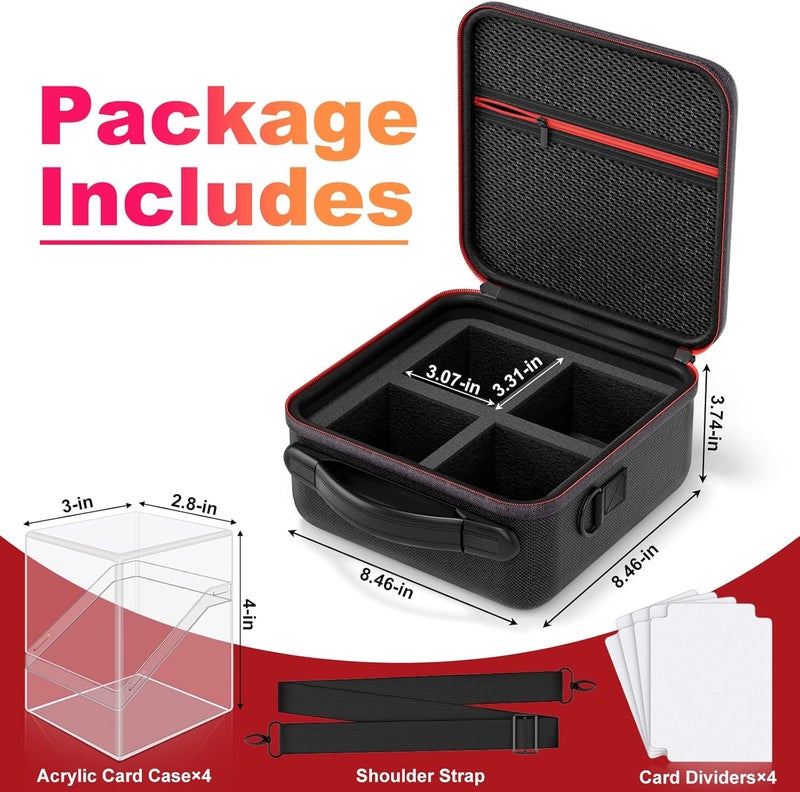 Proijeut Card Deck Box with Portable Case, 4 Pack Clear Commander Deck Box with 4 Dividers, Holds 400+ Double Sleeved Cards, Fit for MTG, YuGiOh, TCG - Image 2